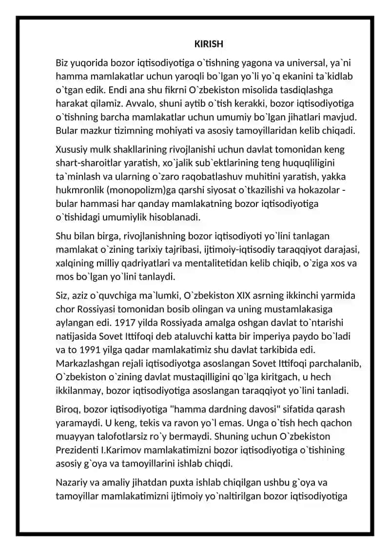 O’zbekistonda milliy bozorni shakllantirish va rivojlantirish muammolari 3