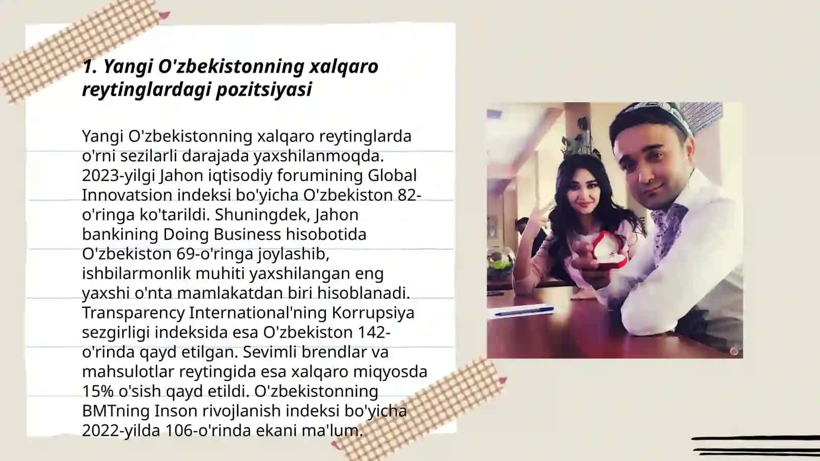 Yangi O'zbekiston ijtimoiy siyosiy va madaniy hayotida ro'y berayotgan o'zgarishlarning xalqaro reyting va indekslari 3