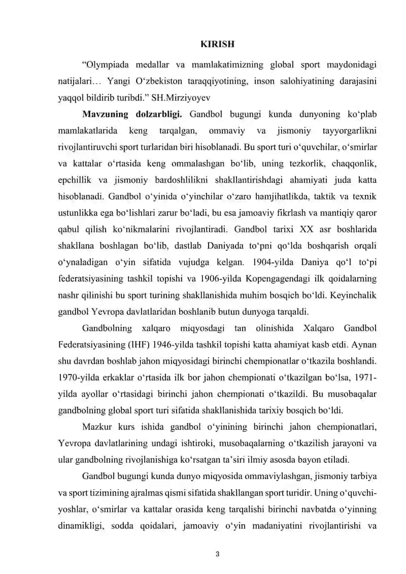 Gandbol o'yini birinchi Jahon va Yevropa chempionatini o'tkazilishi 3