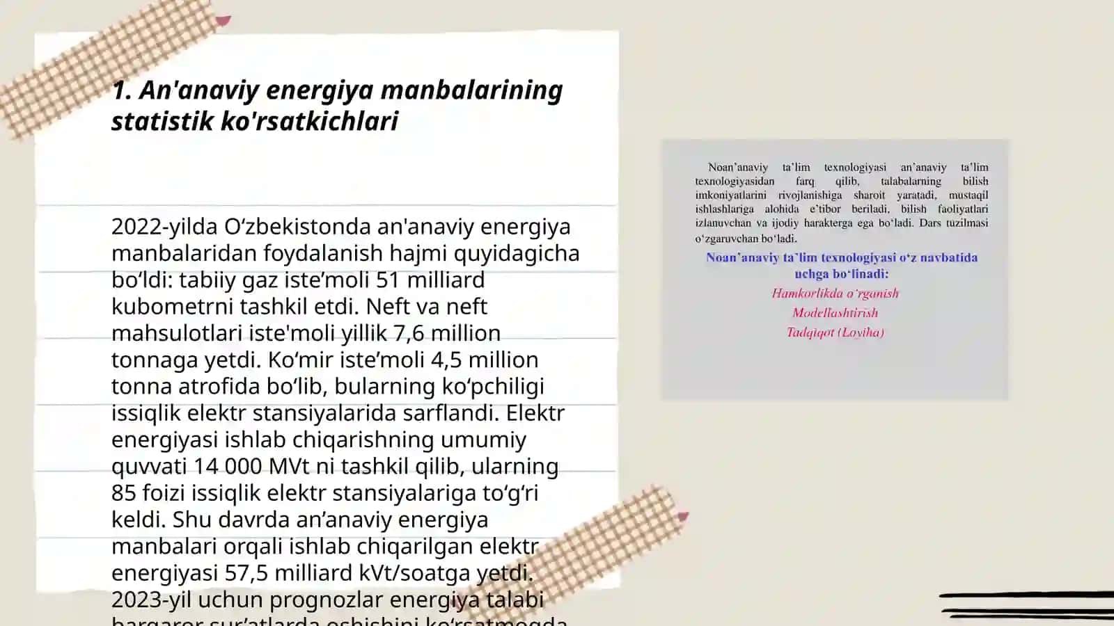 An'anaviy va noan'anaviy energiya manbalaridan foydalanishning statistikalari 3