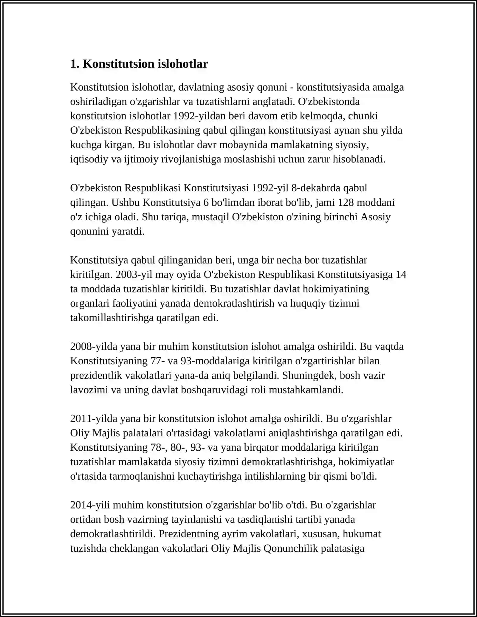MUSTAQILLIK YILLARIDA DAVLAT BOSHQARUVI TIZIMIDA AMALGA OSHIRILGAN ISLOHOTLAR 3
