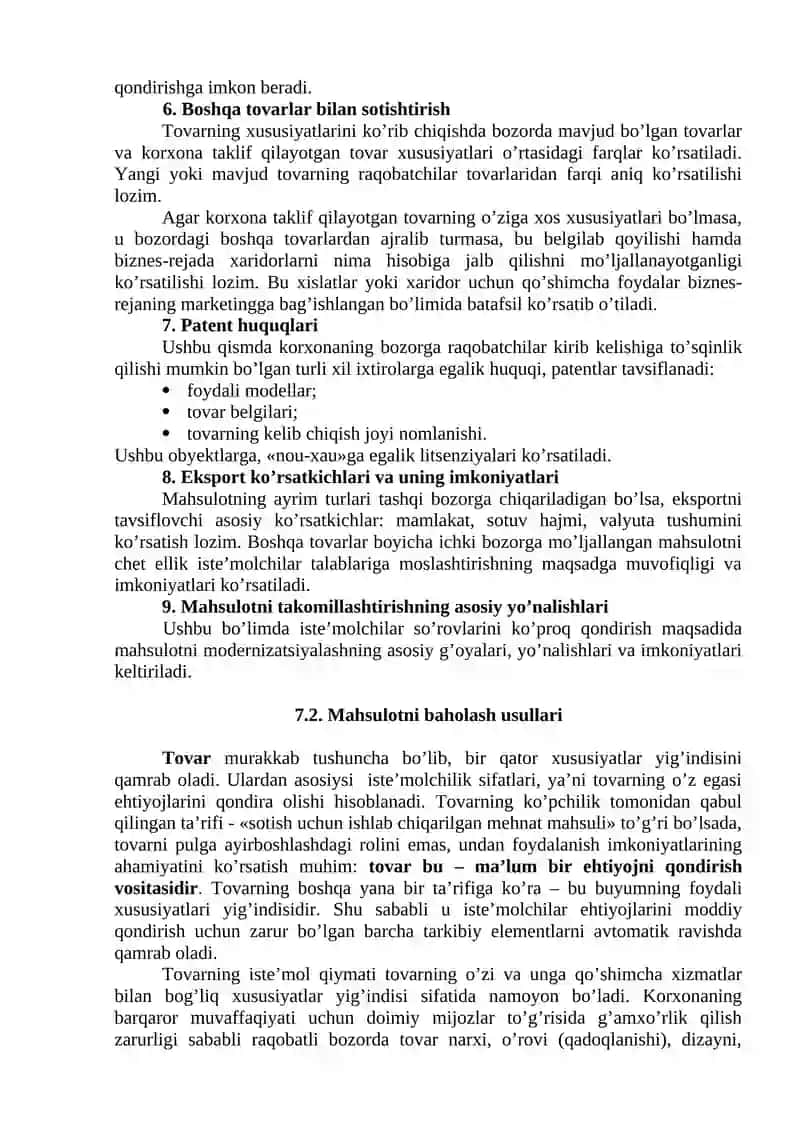 Korxona mahsulotini tavsiflash 3