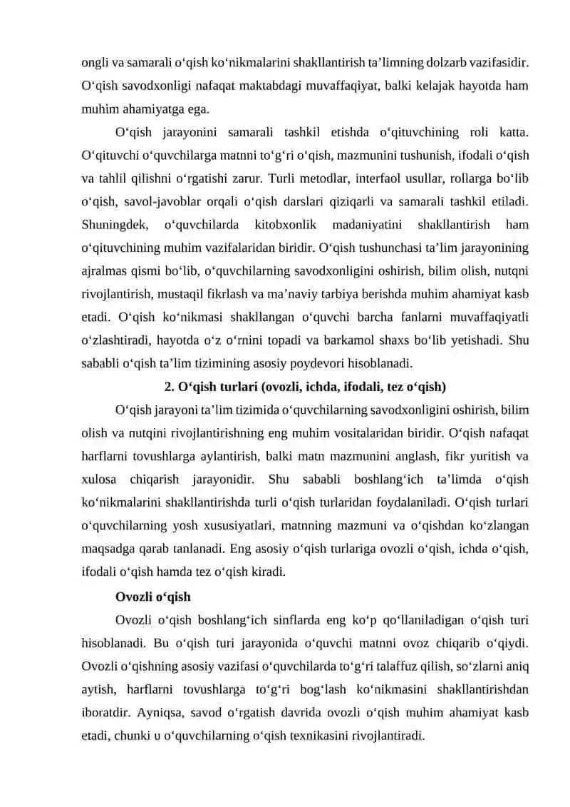 O‘qish turlari va uni o‘tkazish yo‘llari 3