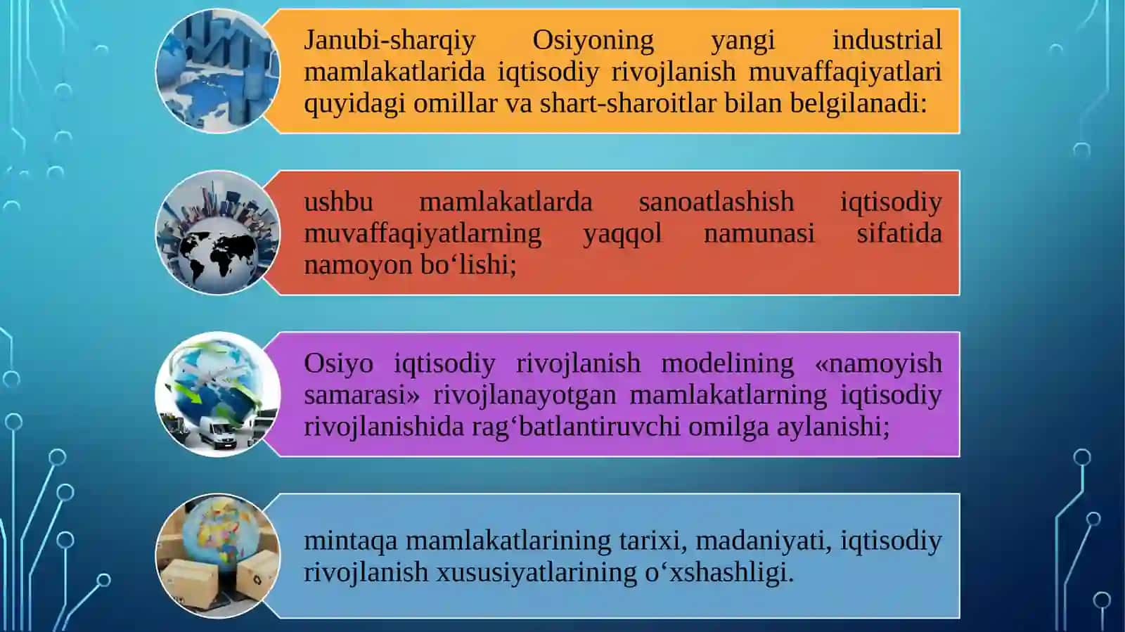 Jahon iqtisodiyotida yangi industrial mamlakatlar tavsifi va guruhlanishi 3
