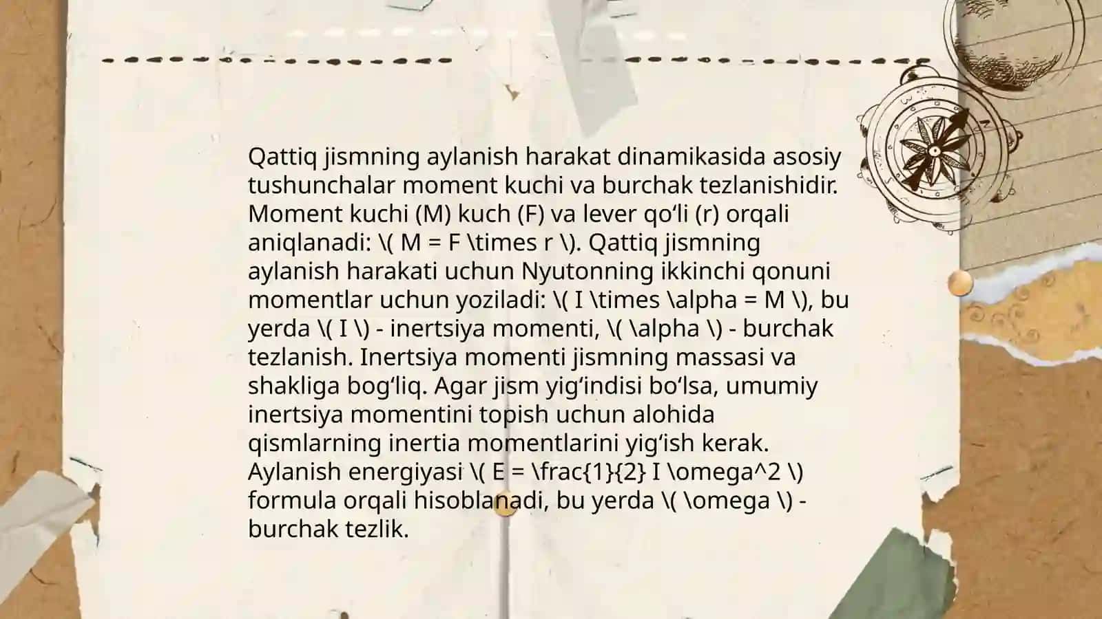 Aylanish harakati dinamikasi 3