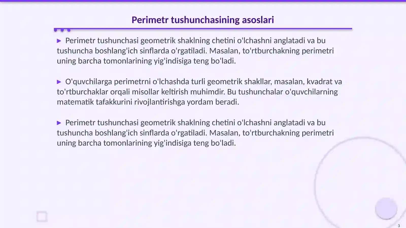 Perimetr va Yuza Tushunchalari 3