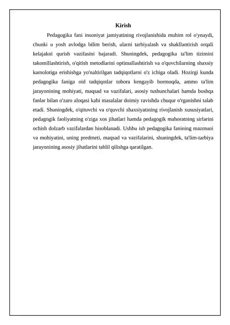 Pedagogika fanining mazmuni va mohiyati, predmeti 3