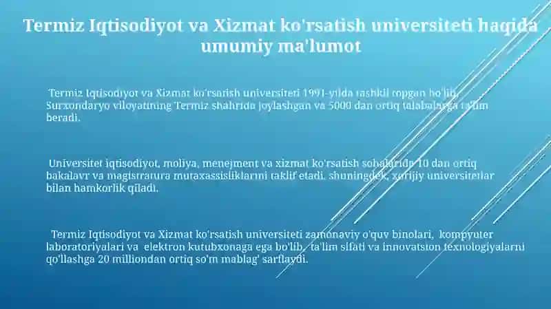 Termix Iqtisodiyot va Xizmatlar Universiteti 3