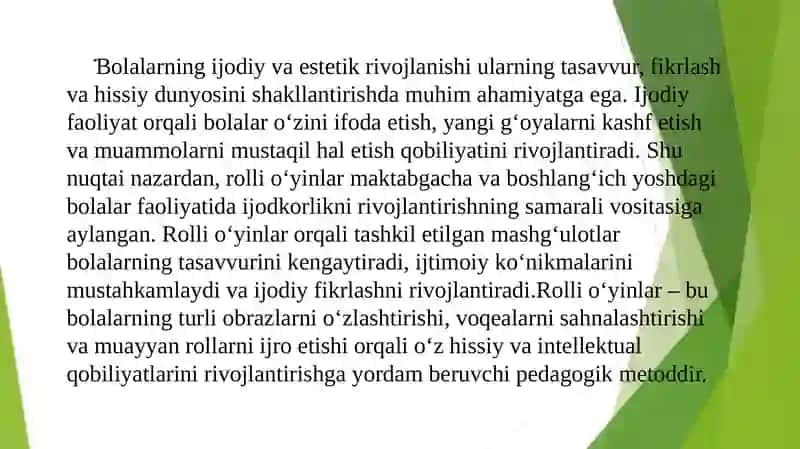 Bolalarda rolli oʻyinlar orqali ijodkorlikni rivojlantirish 3