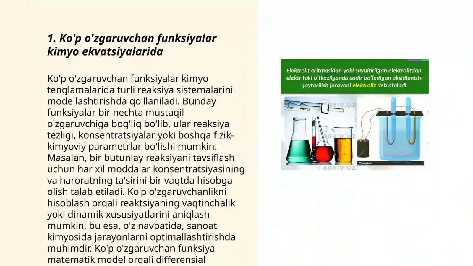 Ko'p o'zgaruvchan funksiyani kimyo faniga tadbiqi 3