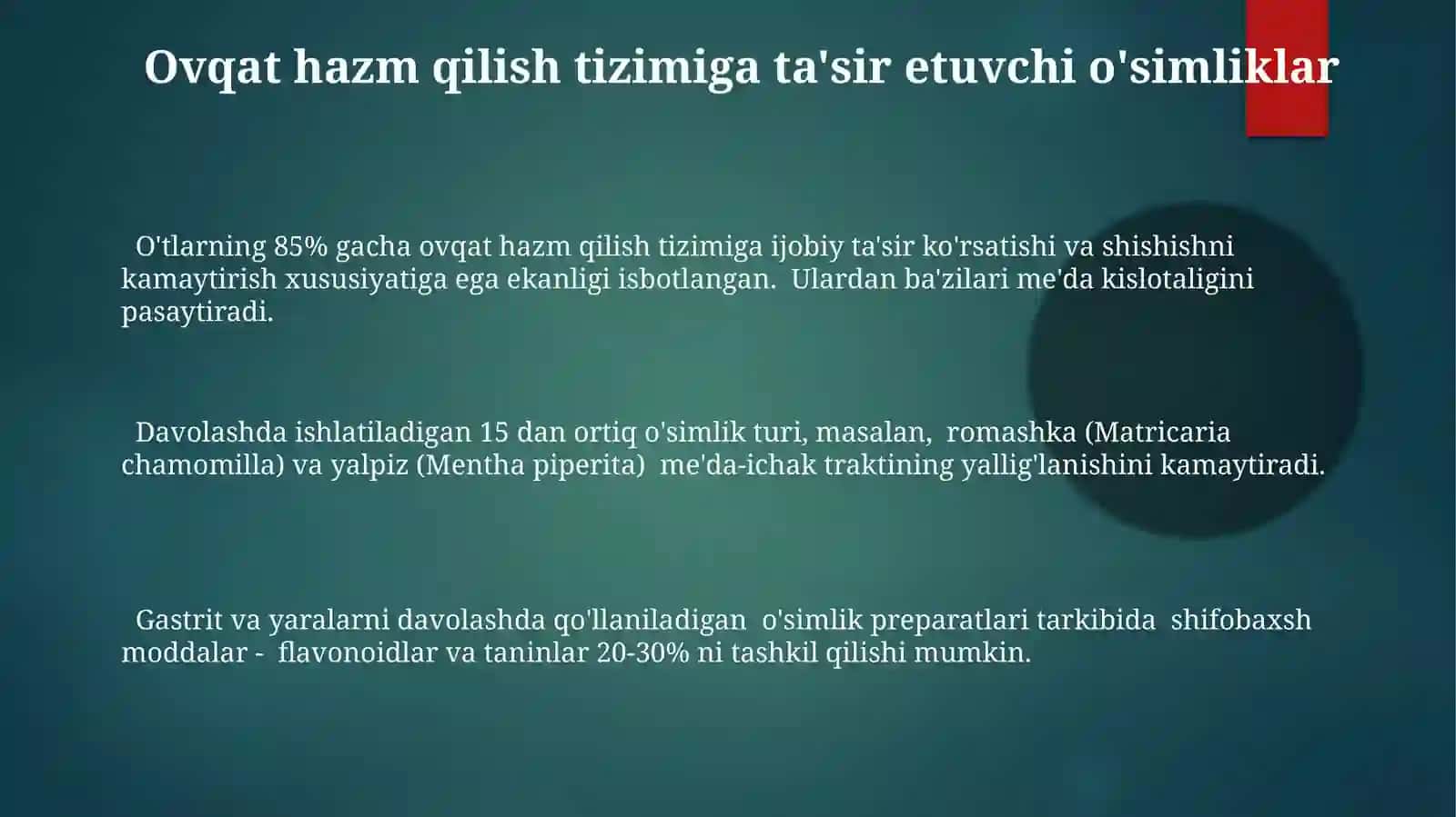 Dorilar va dorivor o'simliklarning tibbiyotda qo'llanilishi, lotincha nomlari 3