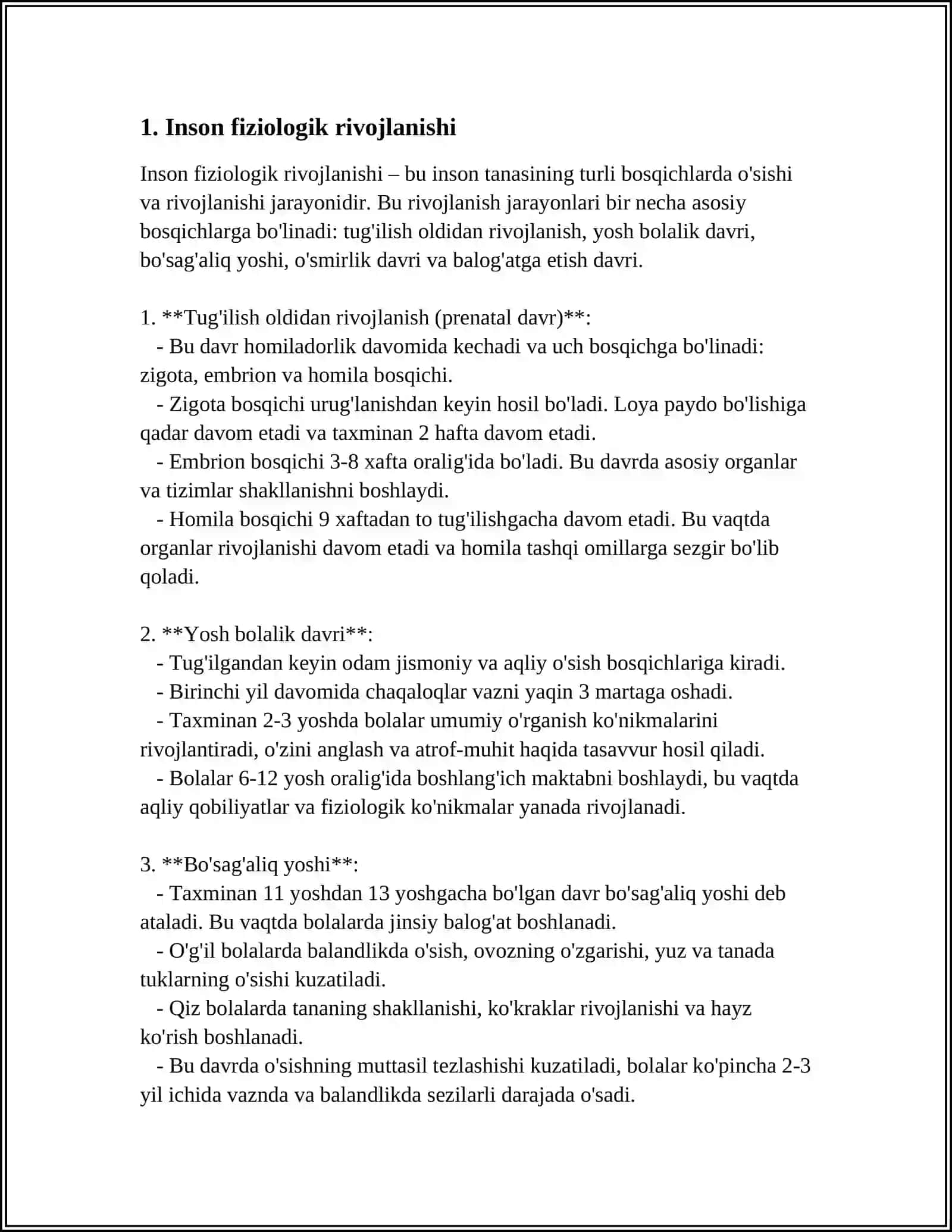 INDIVIDUAL RIVOJLANISHNING UMUMIY QONUNYATLARI. A'ZOLAR SISTEMASI ONTAFILOGENIZI 3
