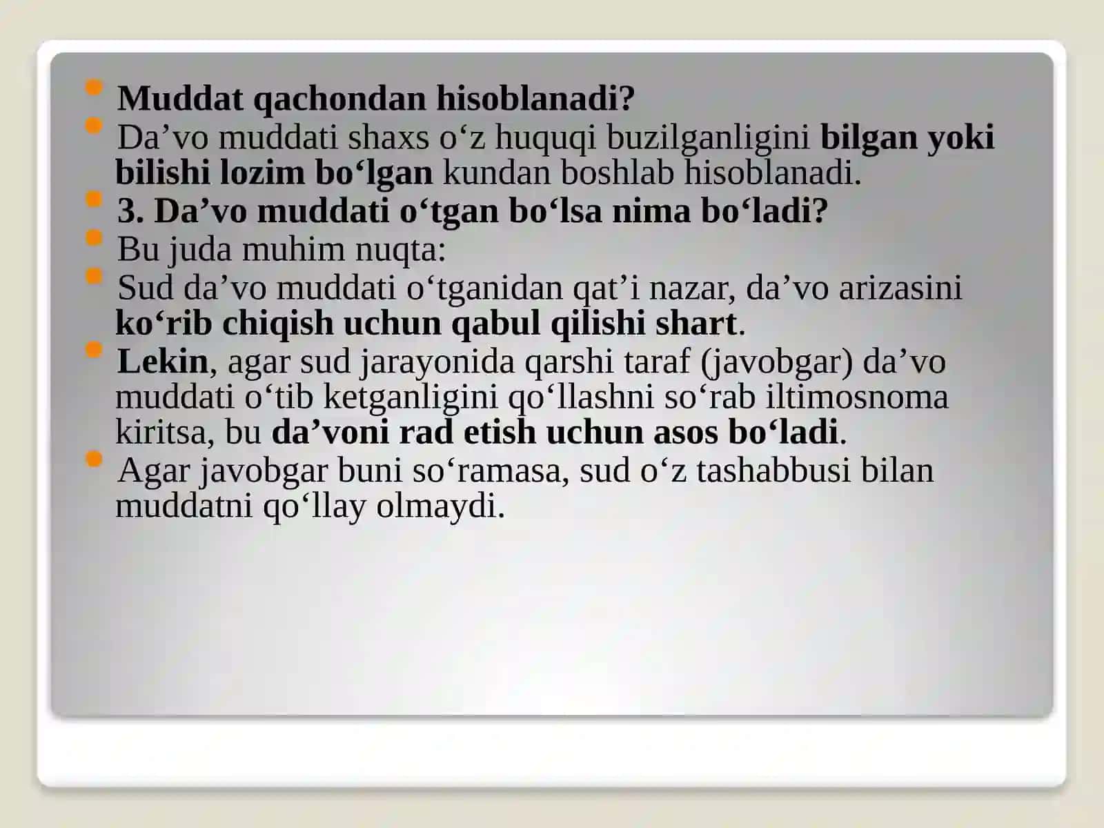 Huquq fanidan mustaqil ish (slayd) 3