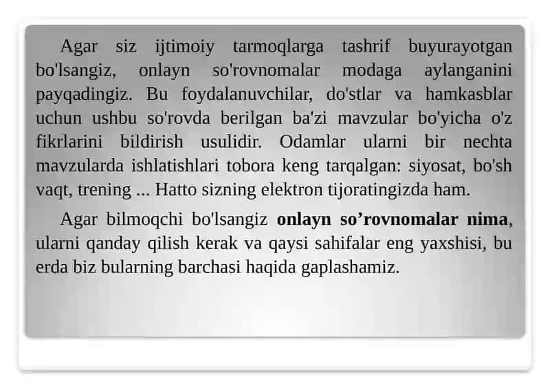 Google xizmatlari: on-line so'rov shaklini yaratish 3