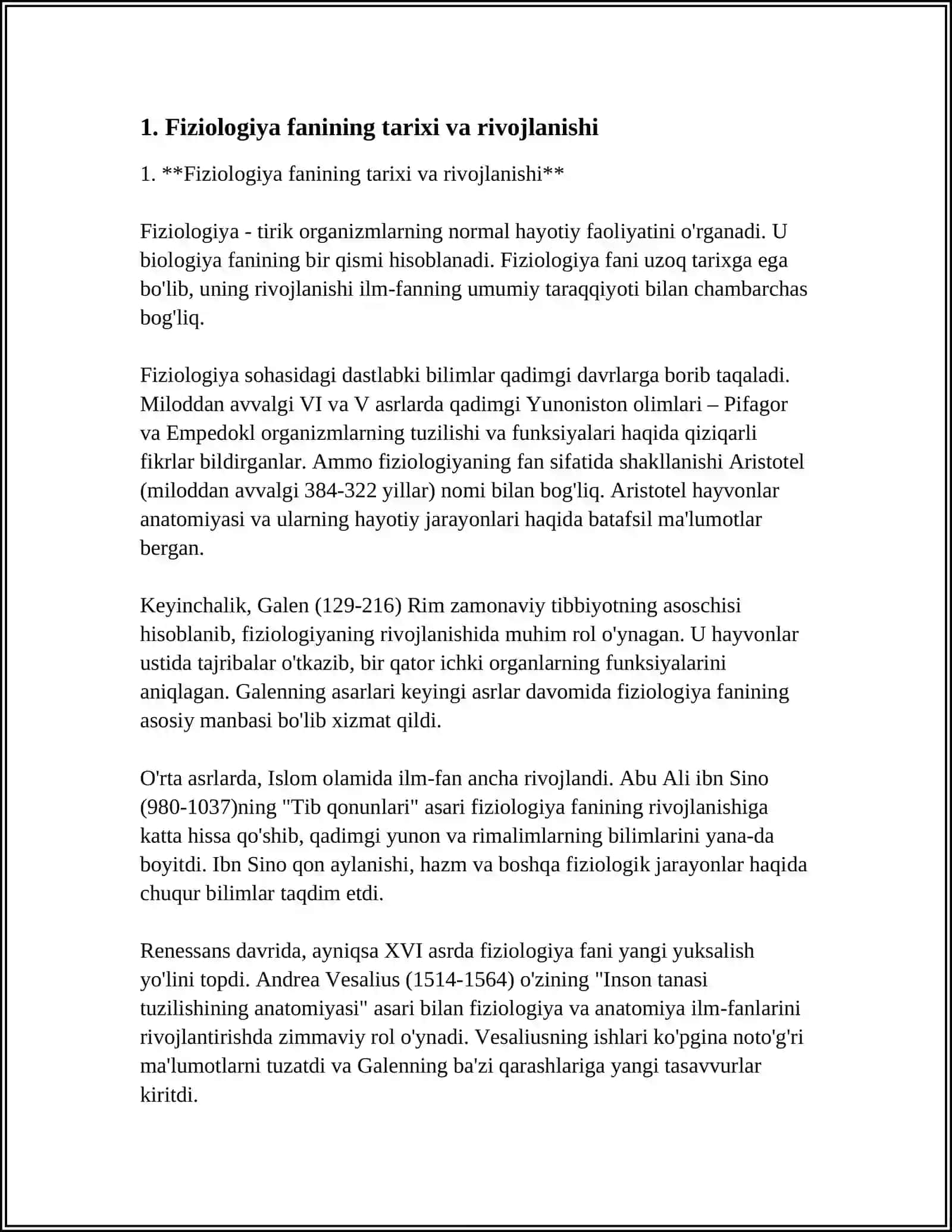 FIZIOLOGIYA FANI, RIVOJLANISHI, TIBBIYOTDA AHAMIYATI. FIZIOLOGIK TEKSHIRUV USULLARI 3
