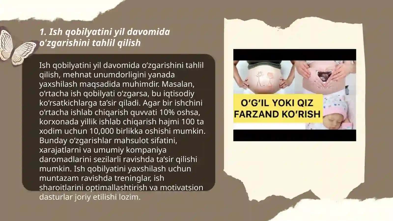 Ish qobilyatini yil, chorak va kun davomida o'zgarishini aniqlash 3