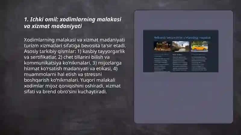 Turizm xizmatlari sifatiga ta’sir etuvchi tashqi va ichki omillar 3