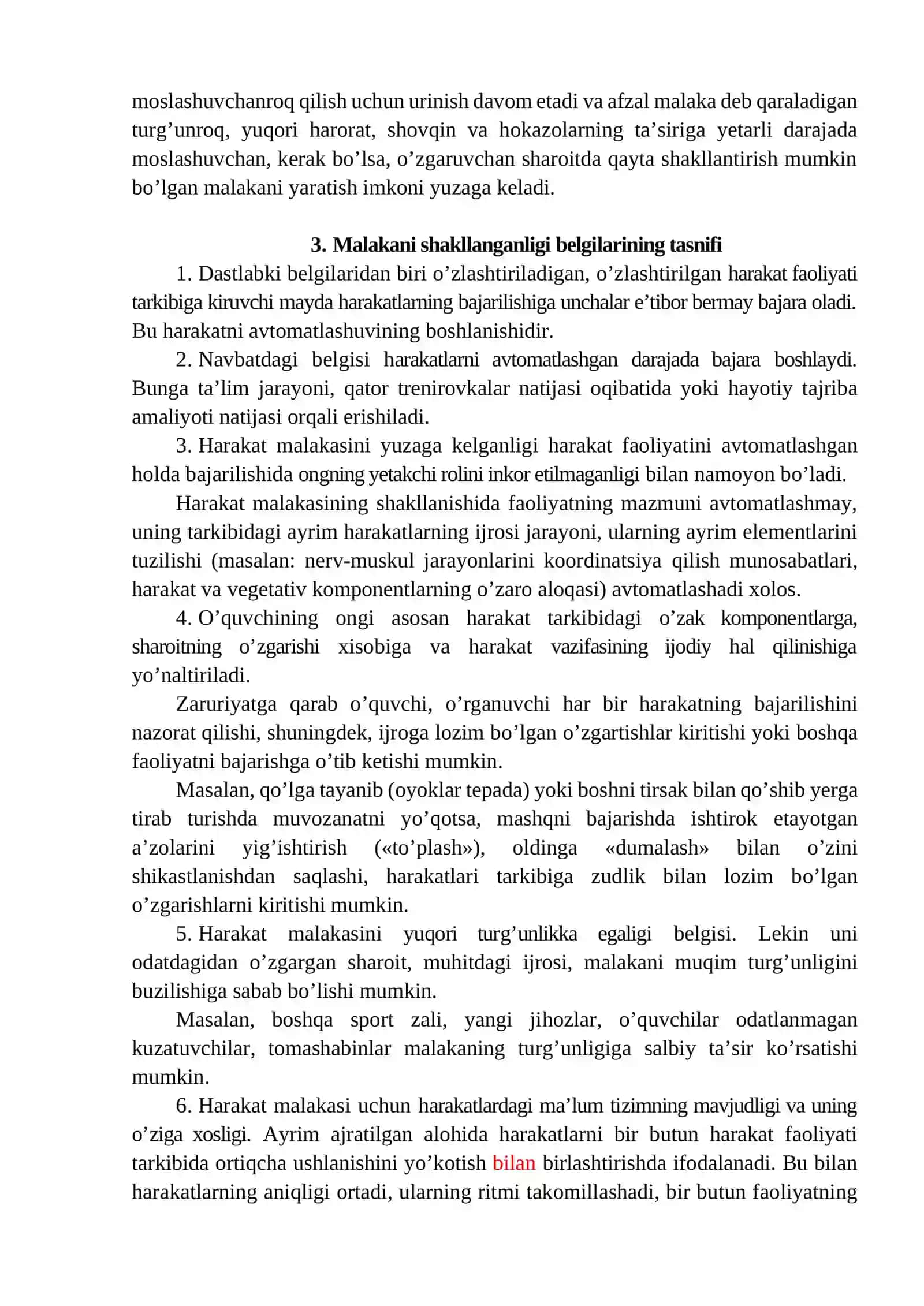 Harakat malakalarining tashkil etish qonuniyatlari 3
