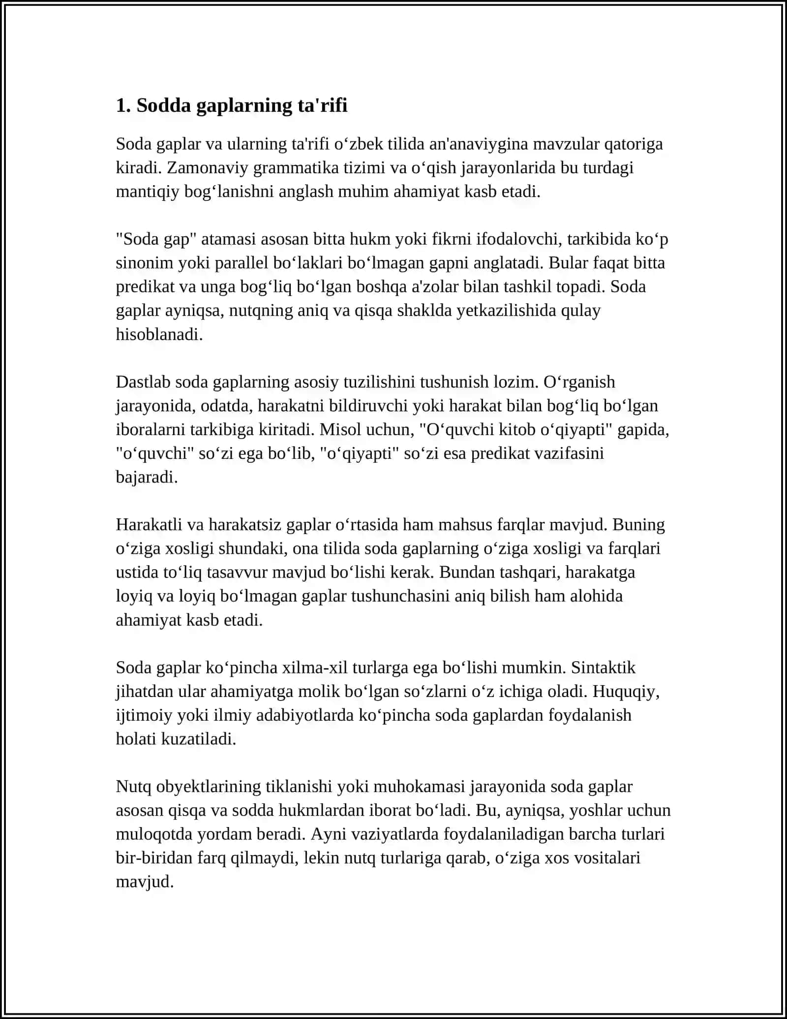 O'zbek Tilida Sodda Gaplar Tahlili 3