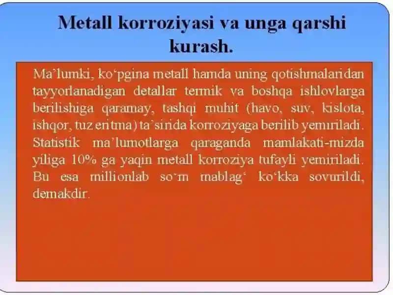 Metall korroziyasi va unga qarshi kurash 3