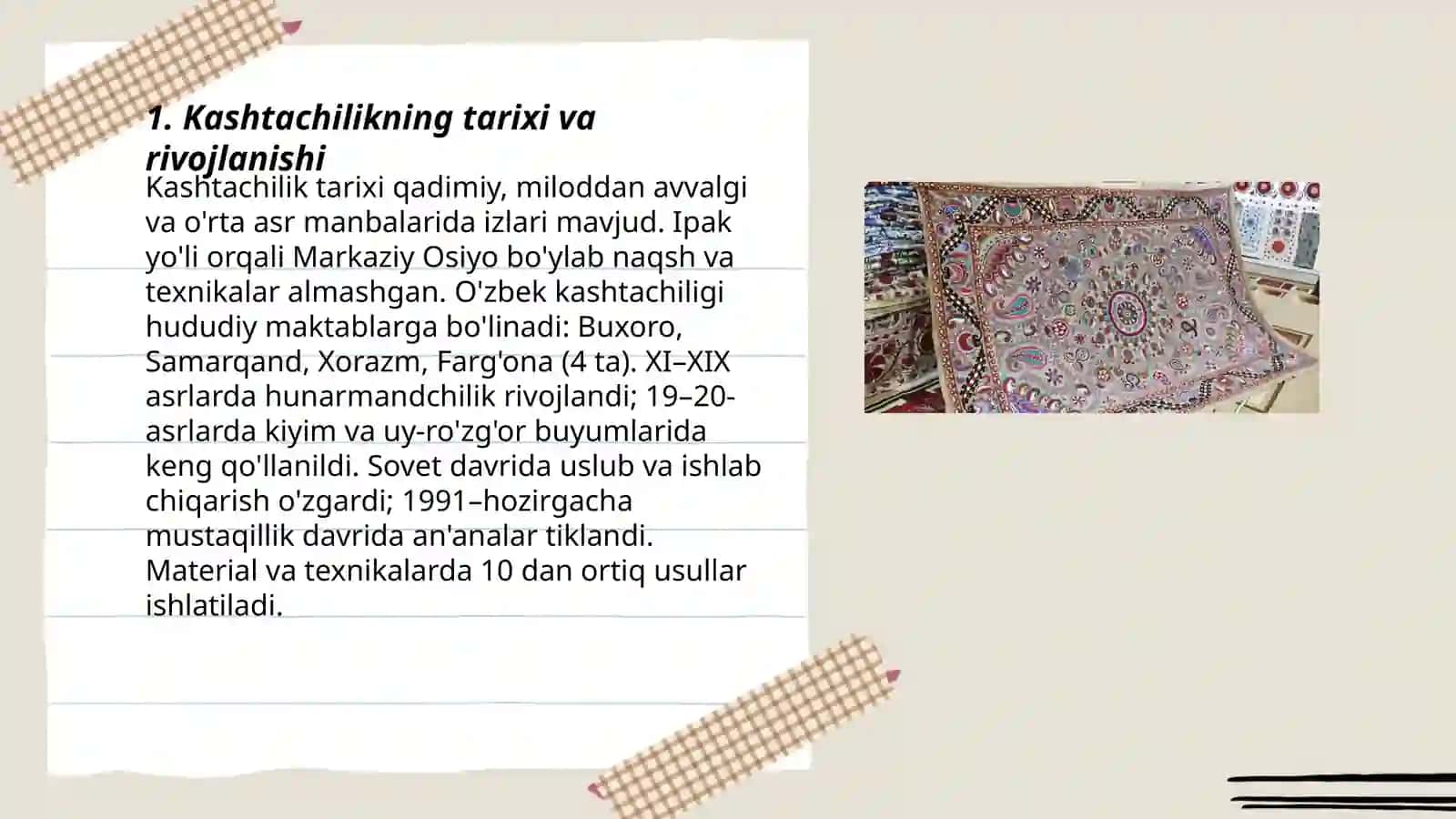 Amaliy san'at turlaridan kashtachilik 3