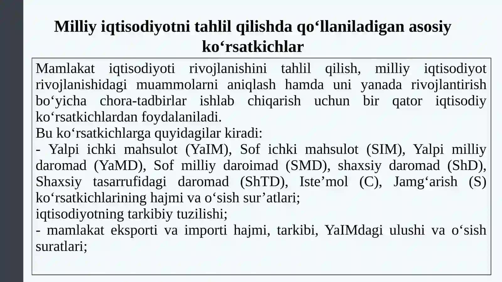 Asosiy makroiqtisodiy ko`rsatkichlar 3