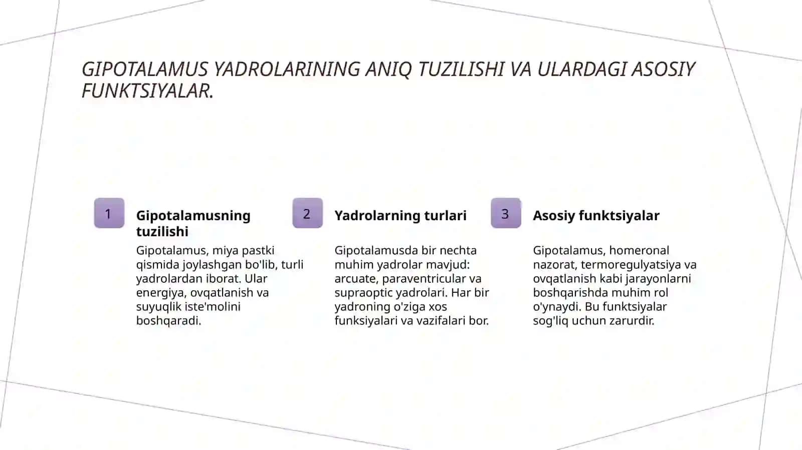 Gipotalamus yadrolari va ularning klinik ahamiyati 3