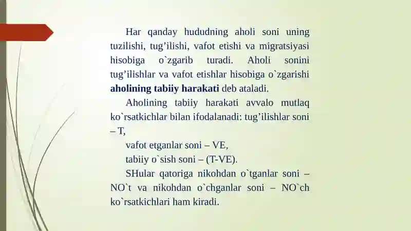 Aholi harakatining statistik ko'rsatgichlari 3