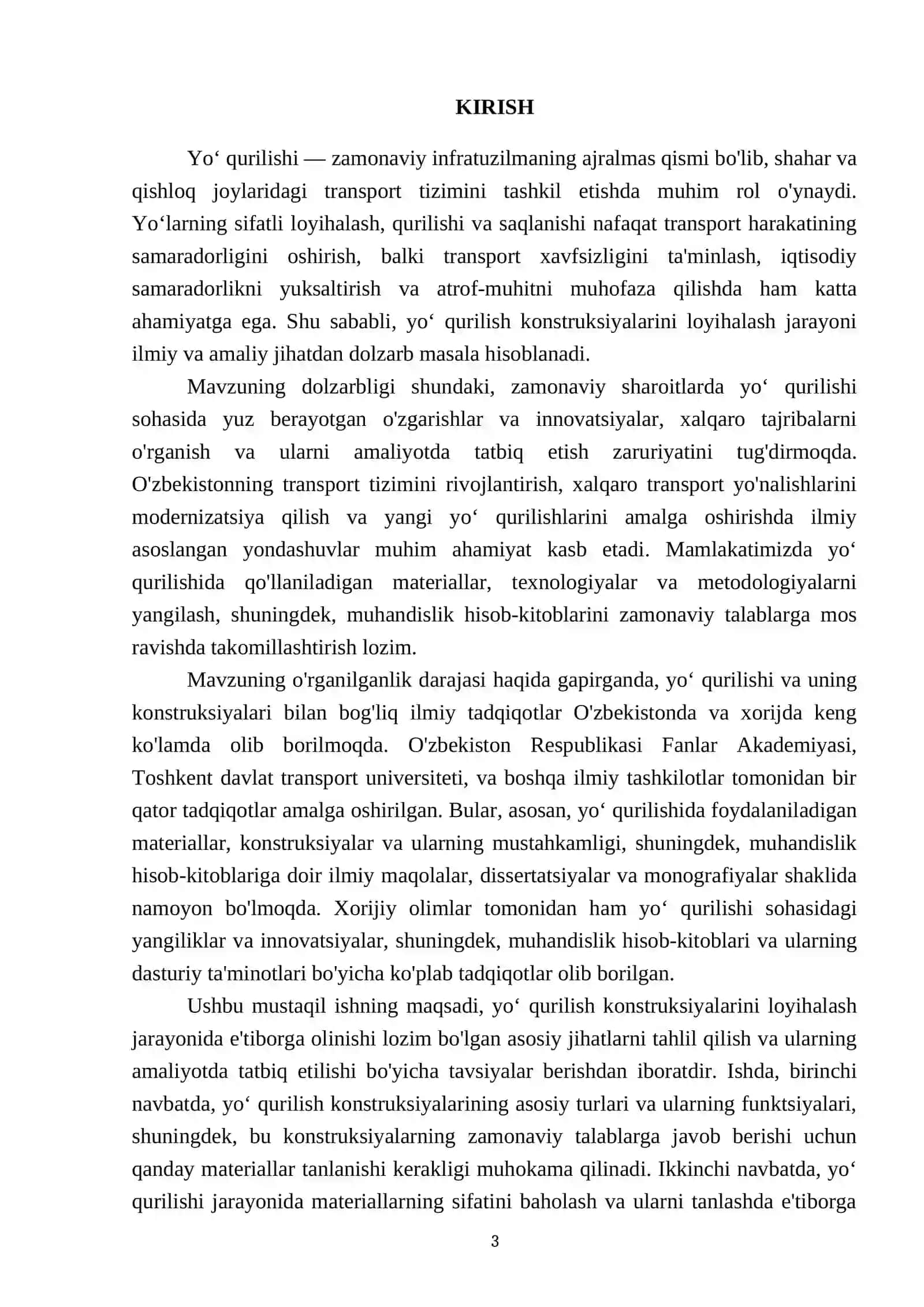Yoʼ qurilish konstruksiyalarini loyihalash 3