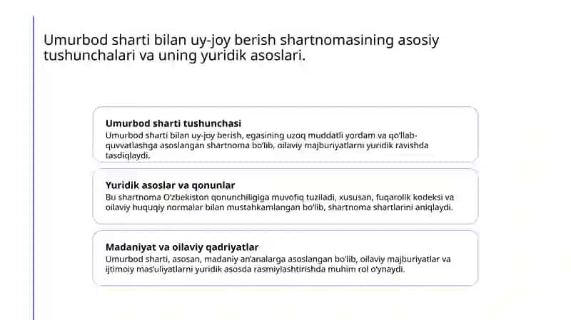 Umurbod ta'minlash sharti bilan uy-joy (kvartira)ni boshqa shaxsga berish shartnomasi 3