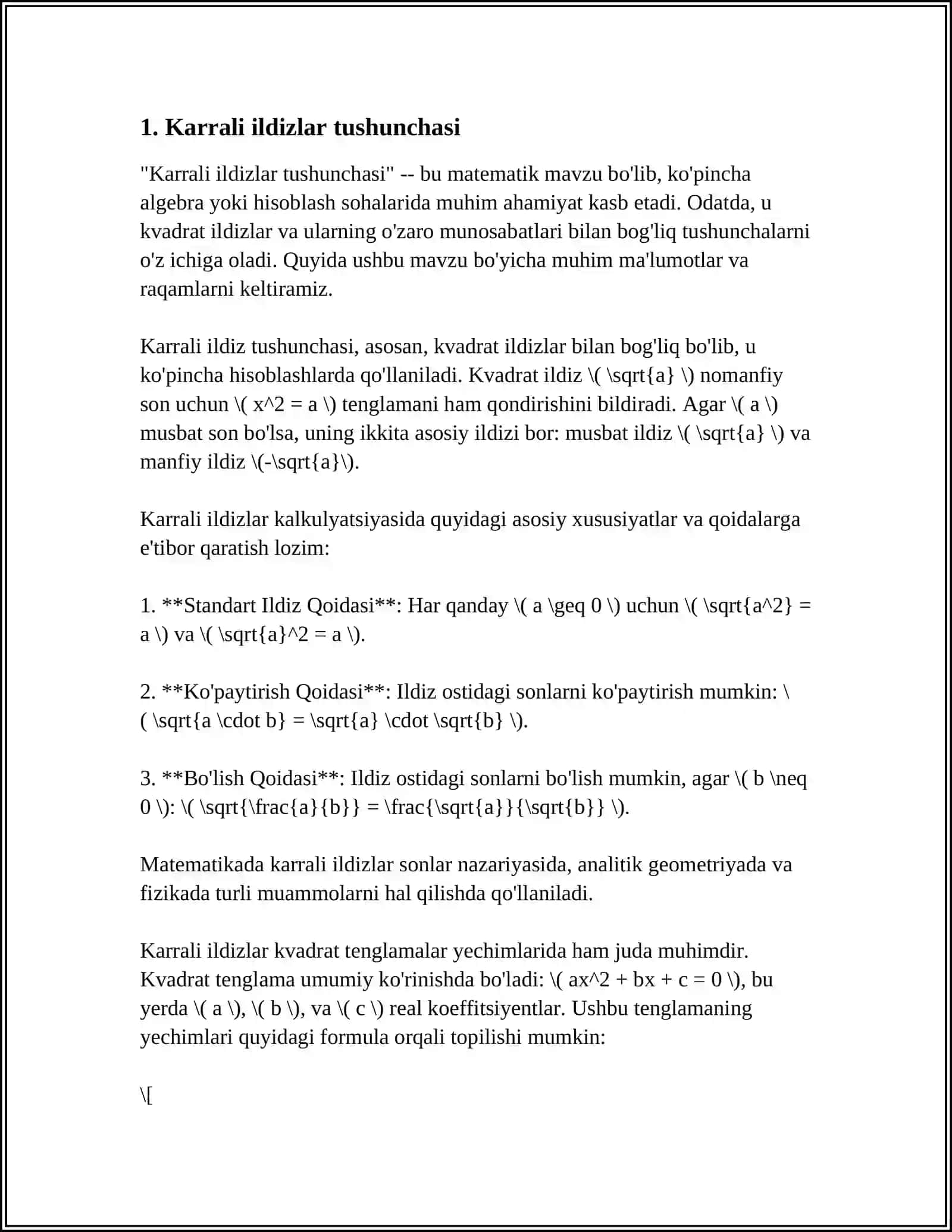 KARRALI ILDIZLAR UCHUN NYUTON METODI 3