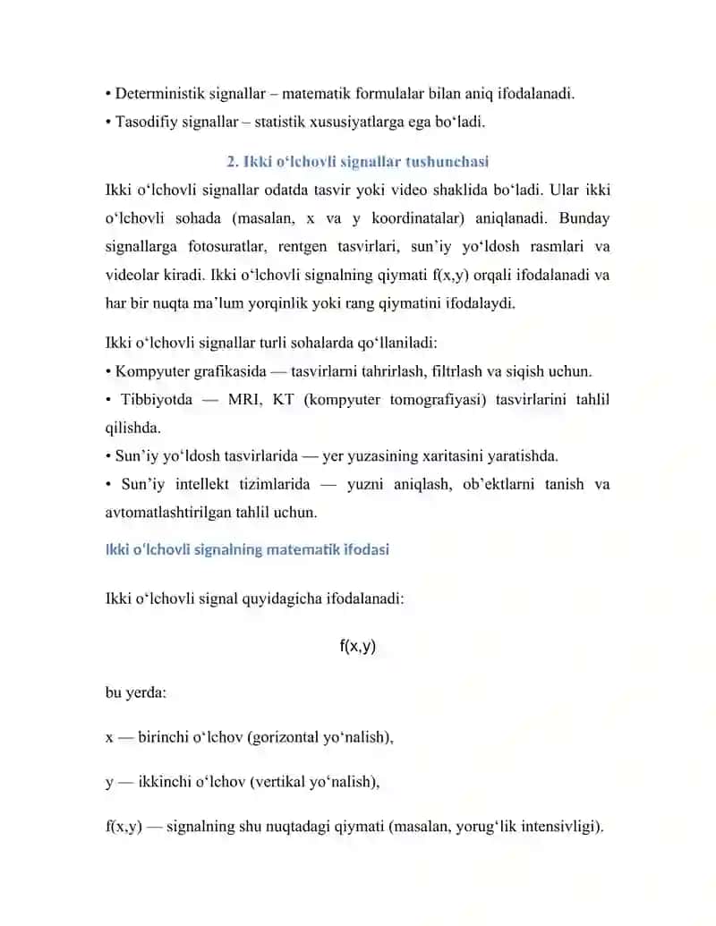 Bir va ikki o‘lchovli signallar 3