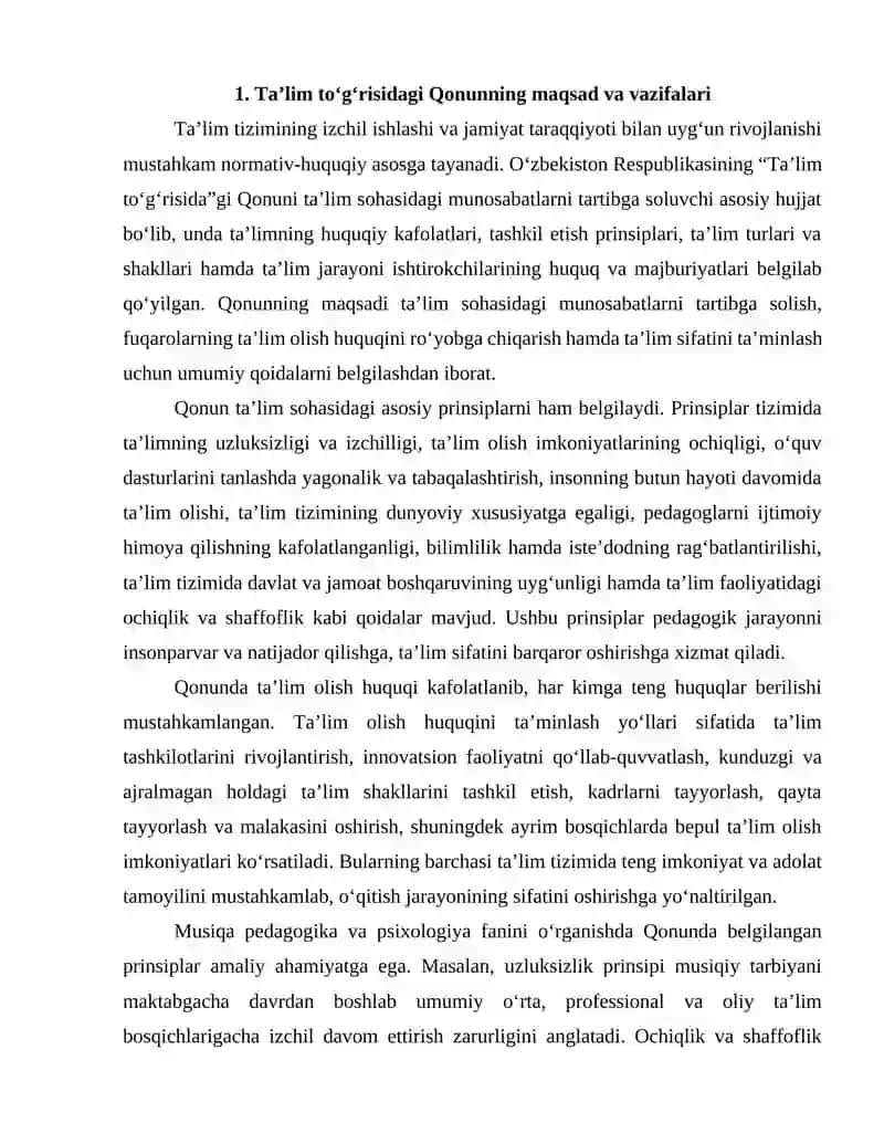 Musiqa pedagogika va psixologiya fanining predmeti, maqsad va vazifalari 3