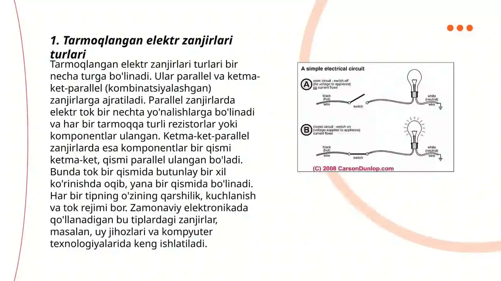 Tarmoqlangan va tarmoqlanmagan elektr zanjirlarini 3