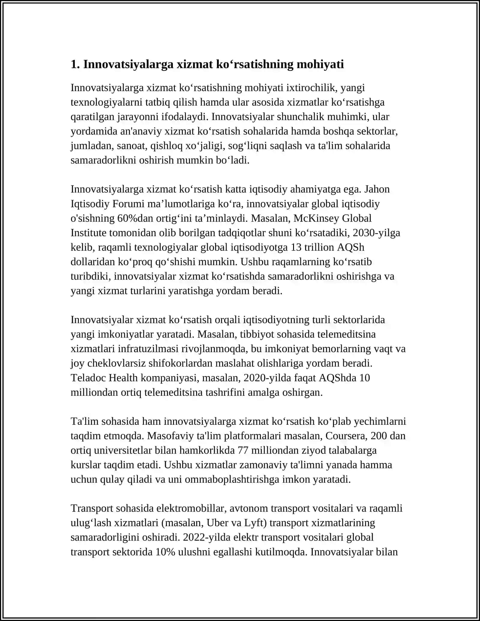 INNOVATSIYALARGA XIZMAT KO‘RSATISHNI TASHKIL ETISH 3