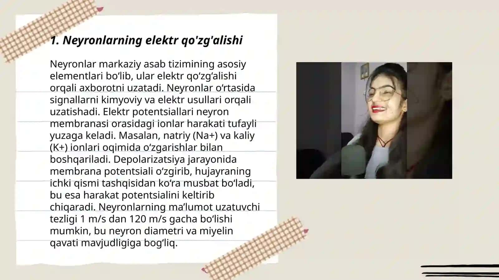 Nerv impulsining Miyelinli va miyelinsiz tolalar orqali tashilishi, snapslar va snaptik jarayonlari 3