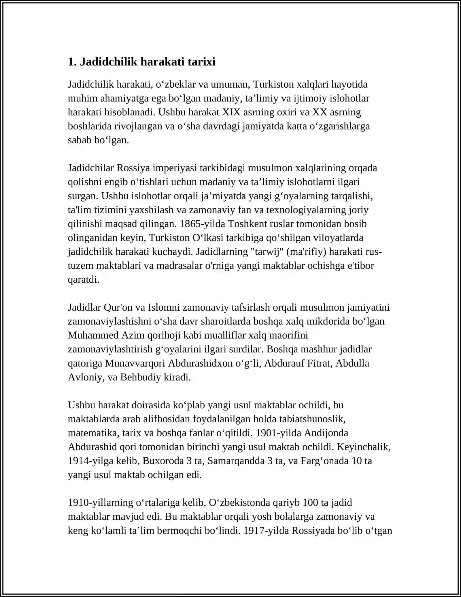 MILLIY DAVLATCHILIKNI BARPO ETISHDAGI HARAKATLAR:JADIDCHILIK 3