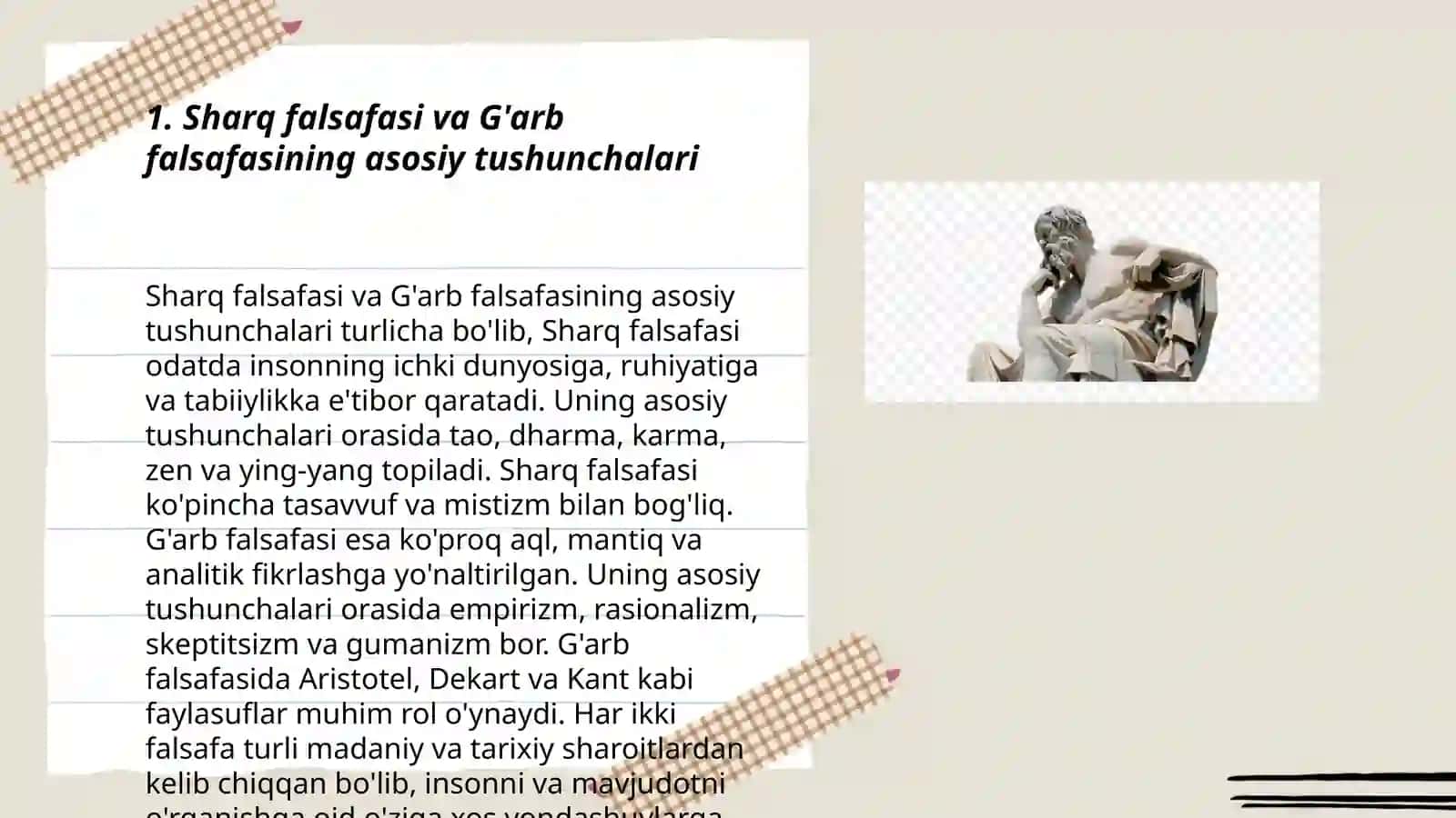 Falsafaning mohiyatga oid Sharq va Gʻarb mutafakkirlari ta'riflarini tasniflash 3