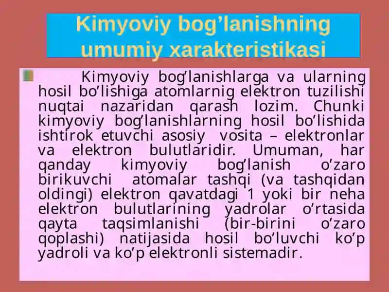 Kimyoviy bog’lanish energiyasi, tartibi, burchagi 3