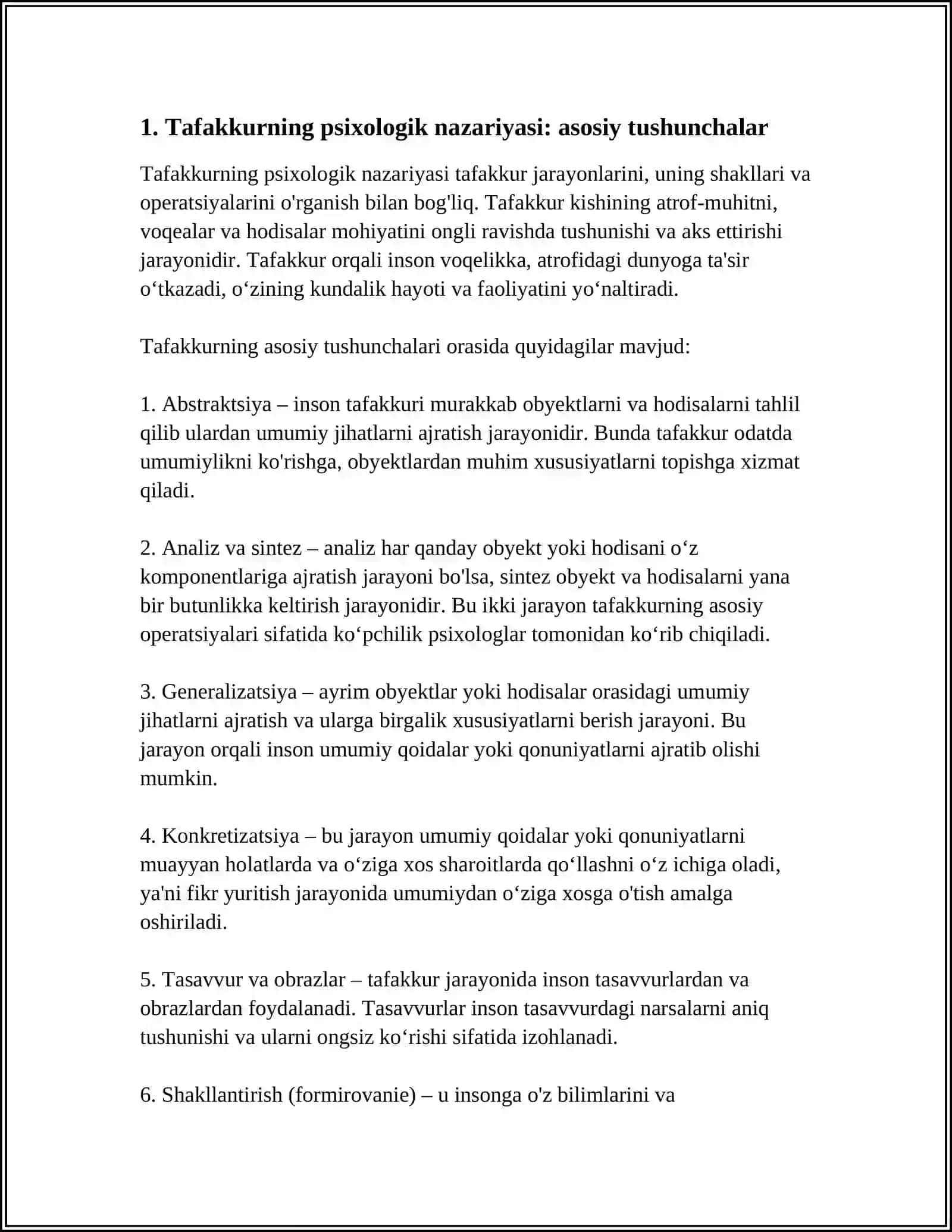 TAFAKKUR BORASIDAGI PSIXOLOGIK NAZARIYALAR.TAFAKKUR OPERATSIYALARI 3