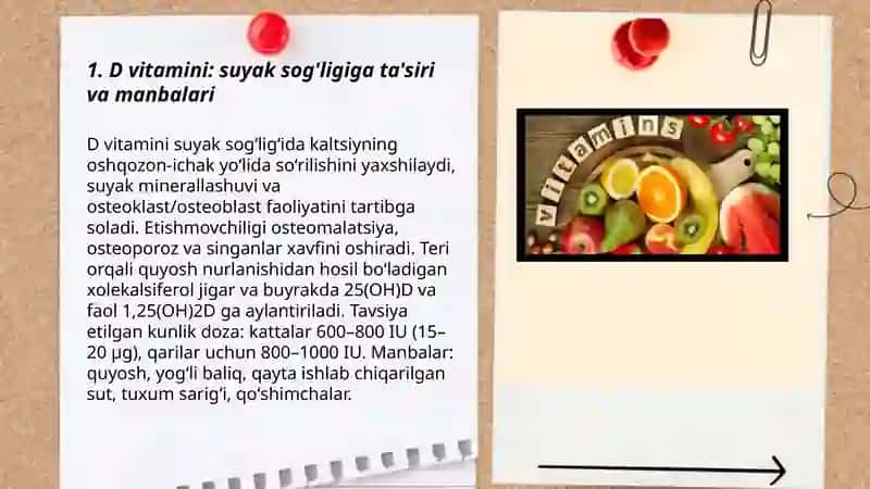 Vitaminlar. Osteoporozni davolash vositalari 3