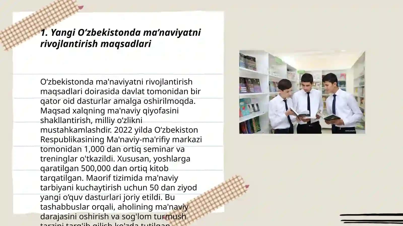 Yangi O‘zbekistonda amalga oshirilayotgan ma’naviy o‘zgarishlar 3