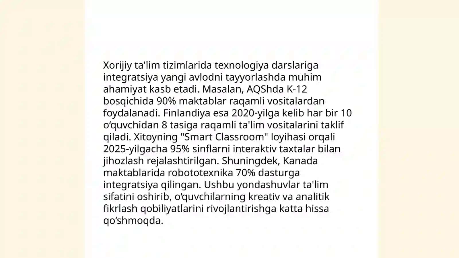 Xorijiy ta'lim tizimlarida texnologiya darslariga integratsiya 3