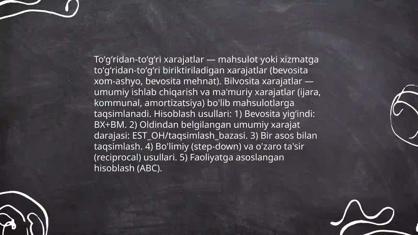Xarajatlarni hisoblash usullari 3