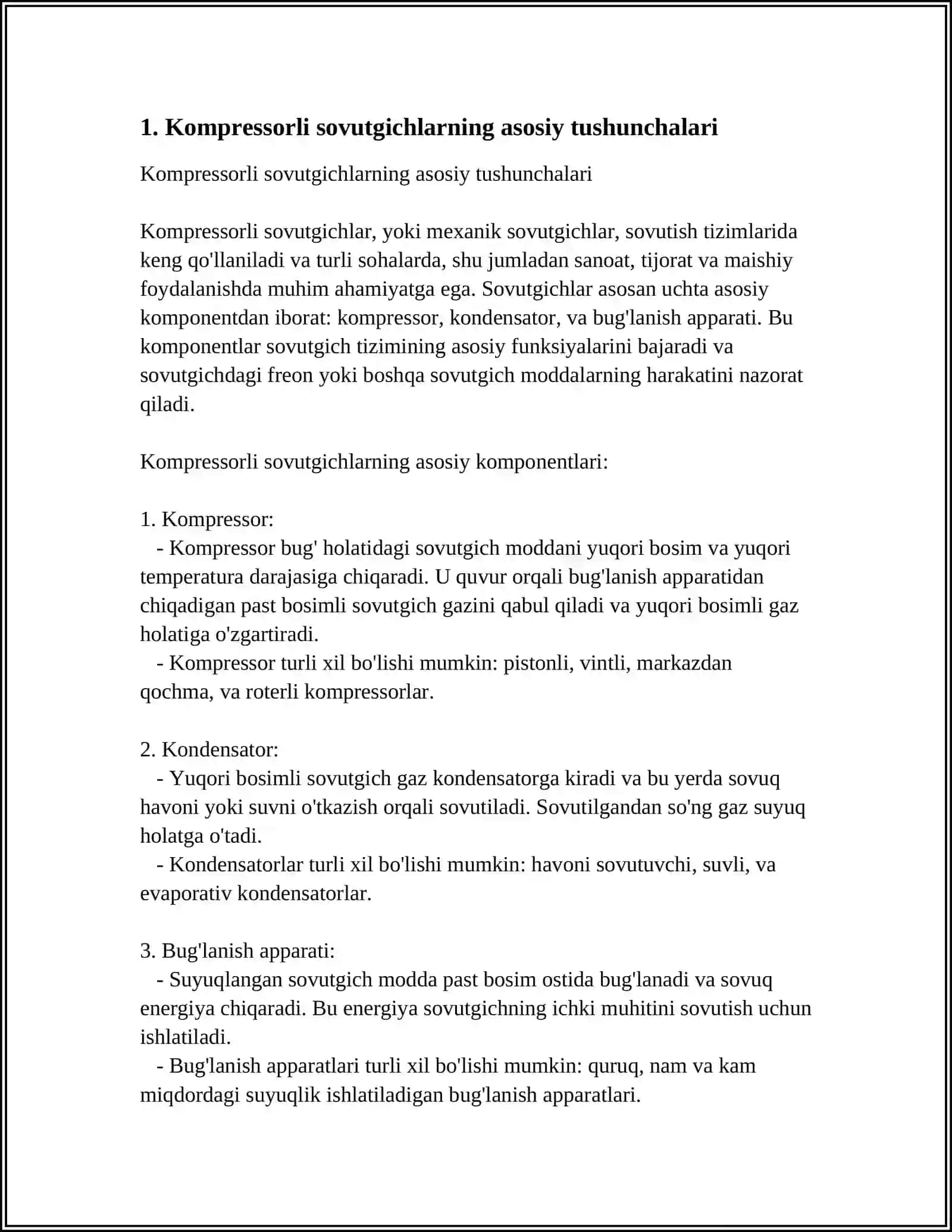 KOMPRESSORLI SOVUTGICHLARNI ISHLASH PRINSIPI 3