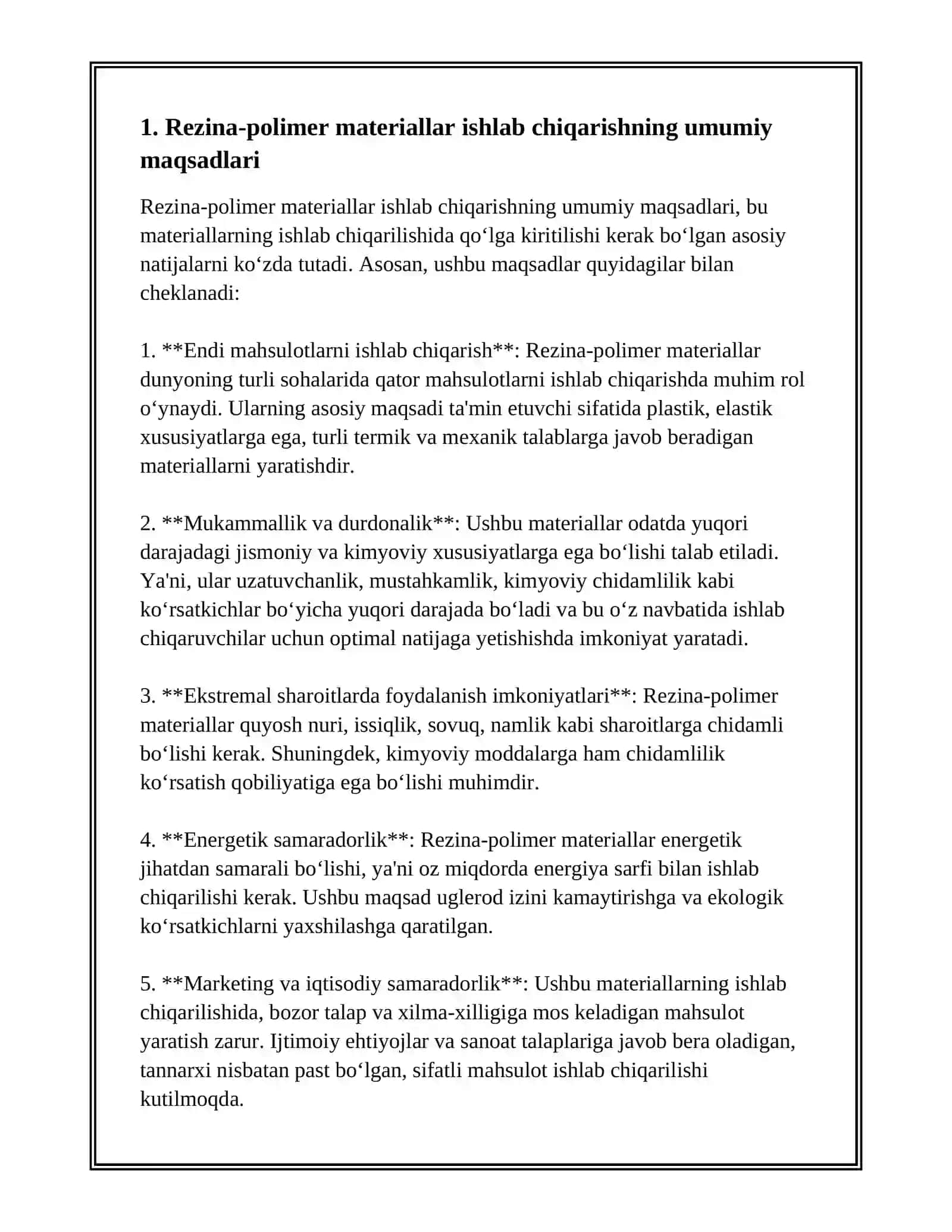 REZINA-POLIMER MATERIALLARNI ISHLAB CHIQARISHNING MAQSAD VA VAZIFALARI 3