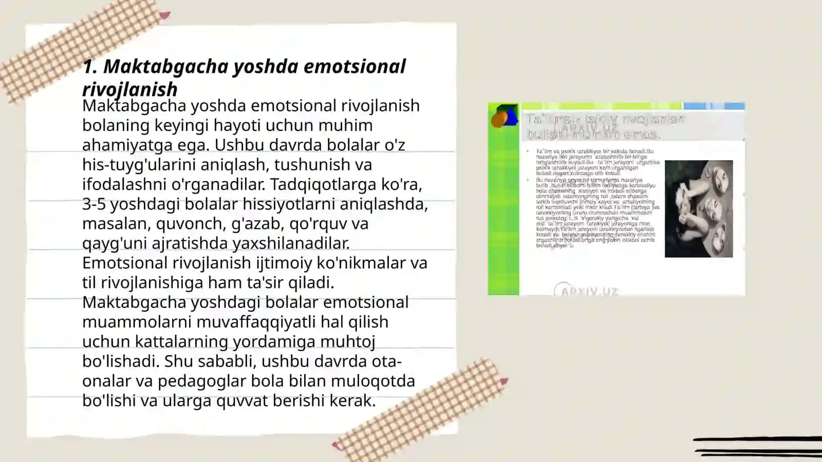 Maktabgacha yosh davrida psixik rivojlanish xususiyatlari 3