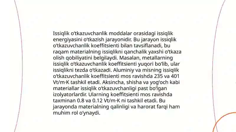 Issiqlik oʻtkazuvchanlik 3