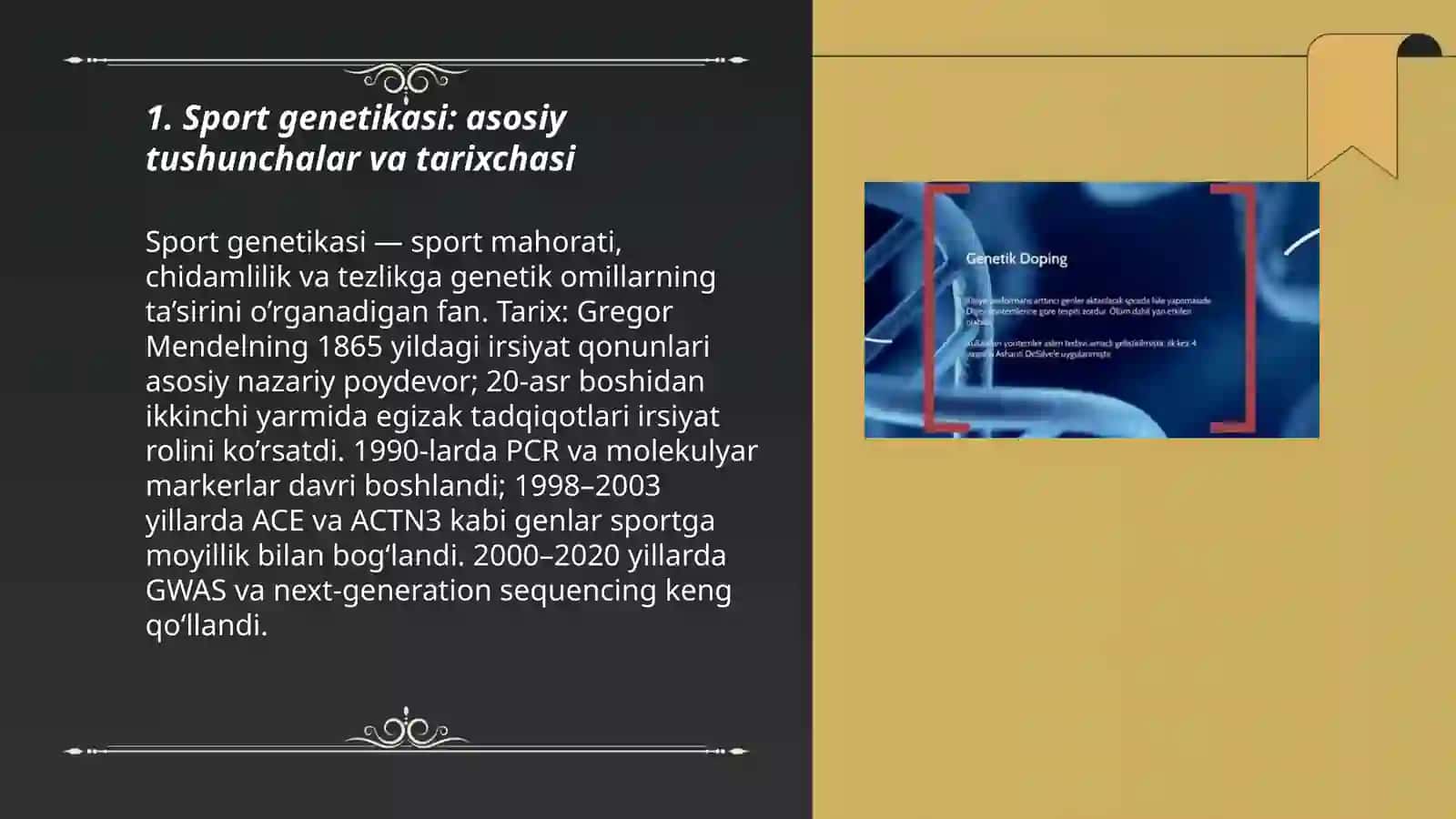 Sport genetikasi. Genetik markerlar va sportga moyillikning biokimyoviy asoslari 3