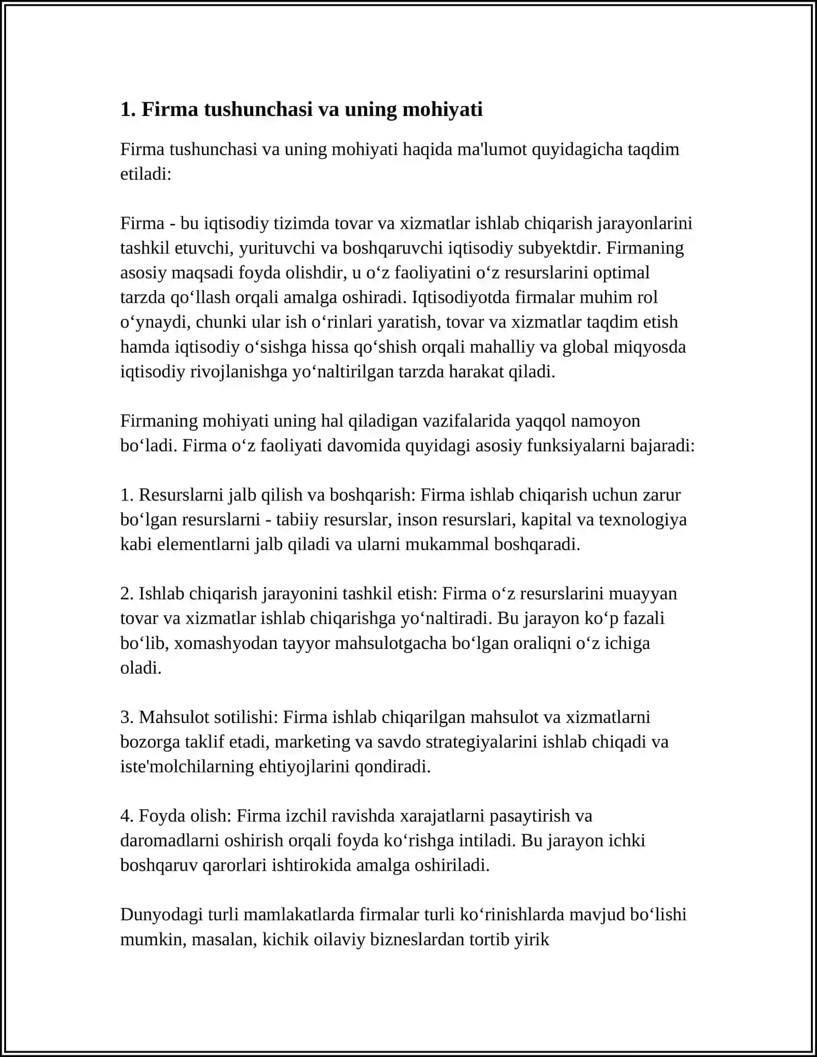 FIRMA VA ULARNING TASHKILIY-IQTISODIY ASOSLARI 3